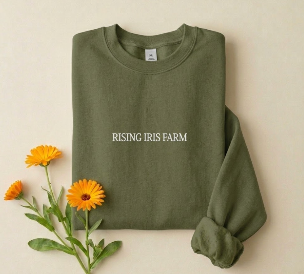 Rising Iris Farm Cozy Bouquet Sweatshirt: Olive