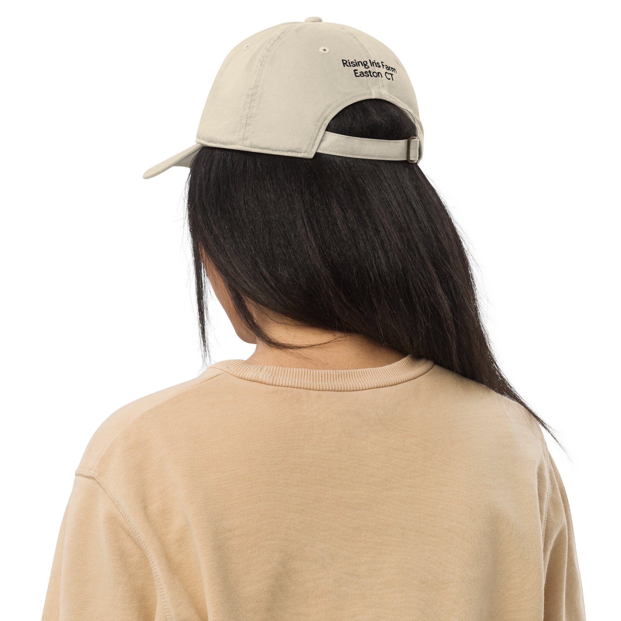 Organic cotton local flowers dad hat from Rising Iris Farm