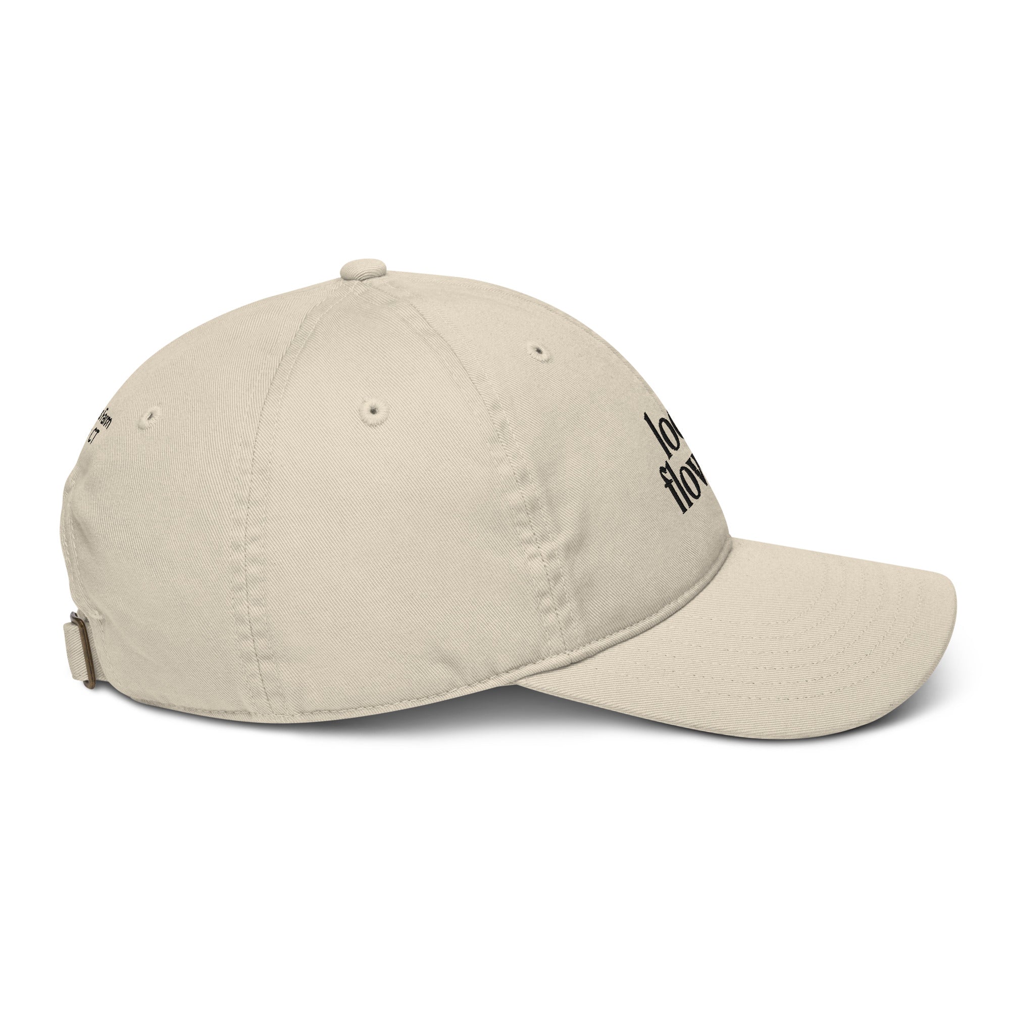 Organic cotton local flowers dad hat from Rising Iris Farm