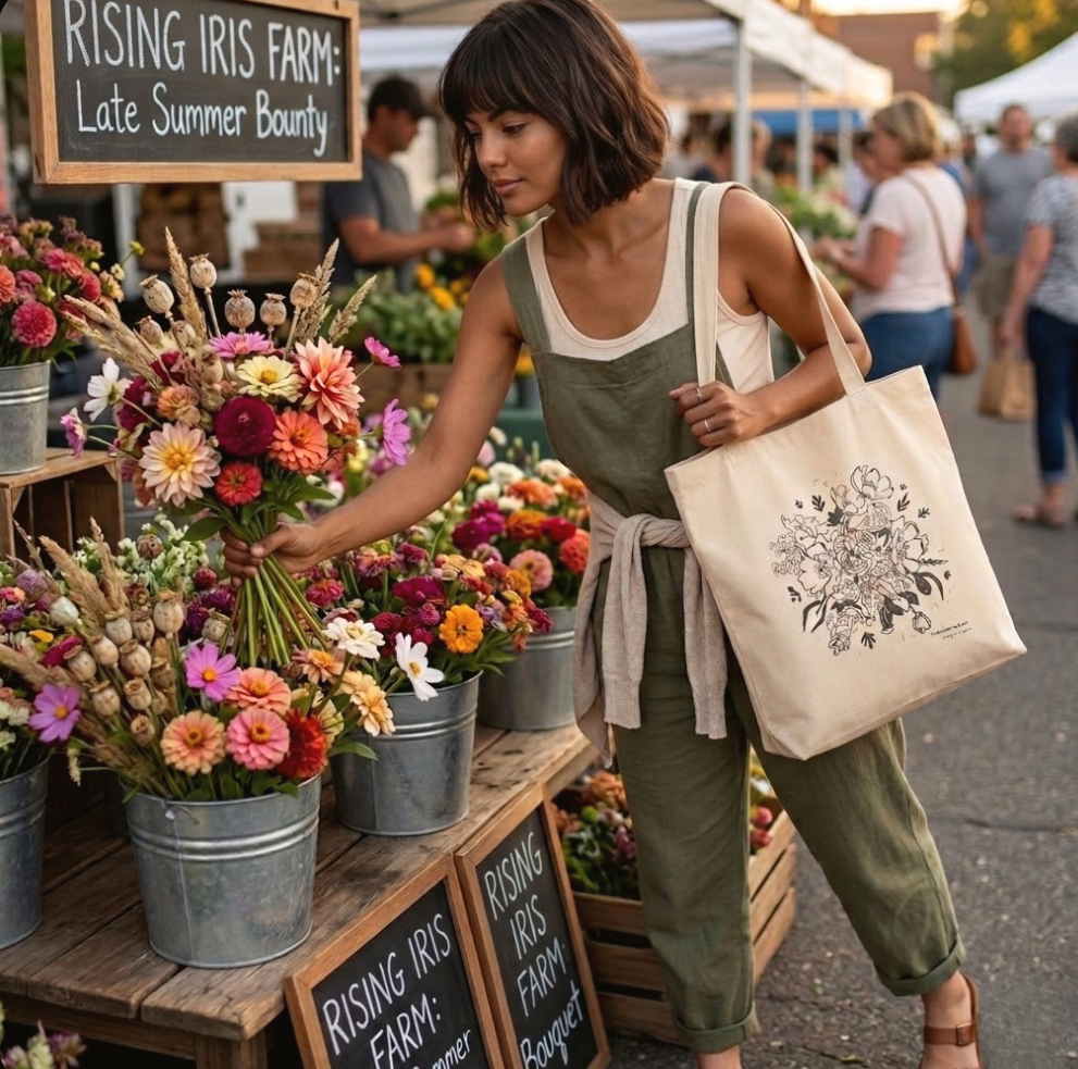 Rising Iris Farm Organic Tote