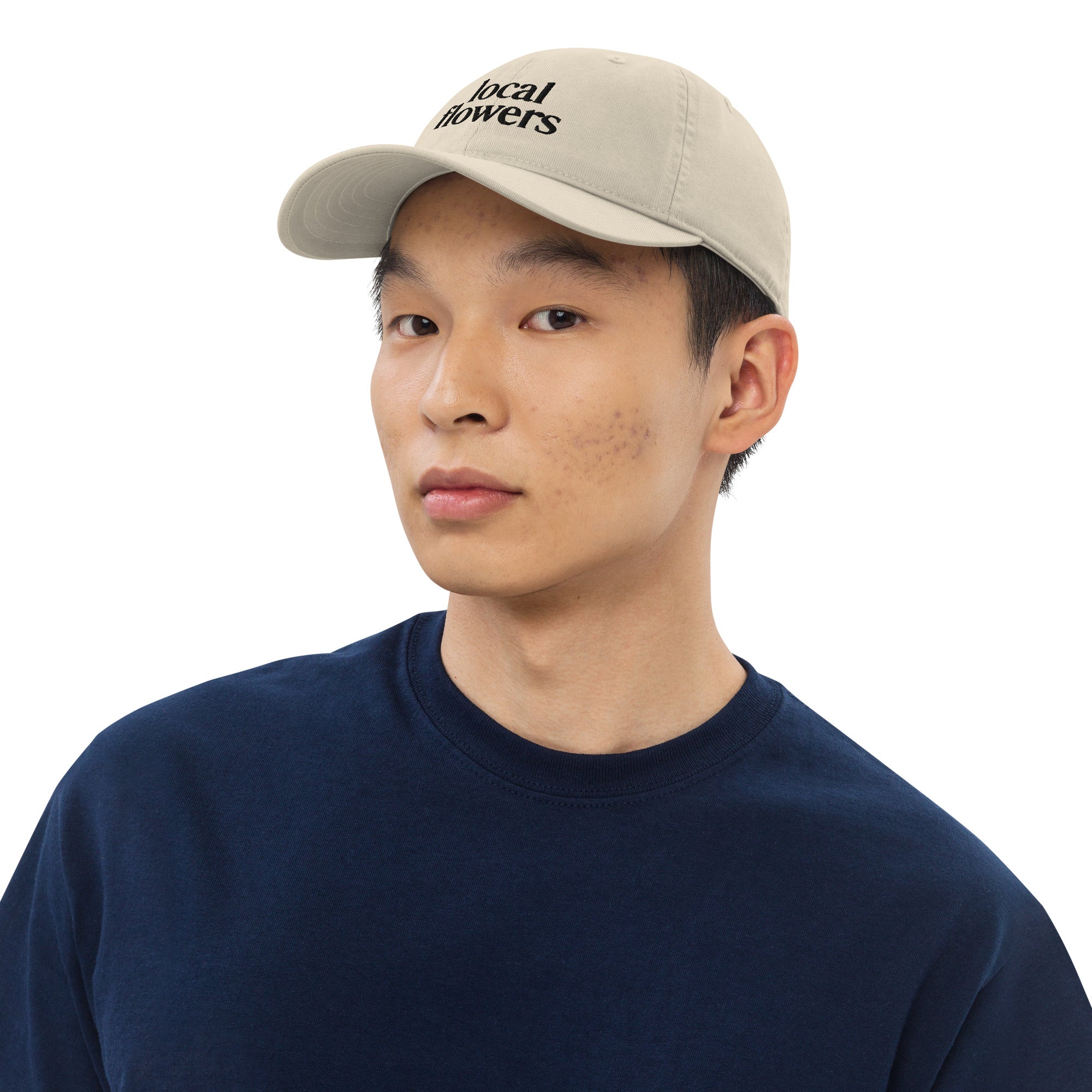 Organic cotton local flowers dad hat from Rising Iris Farm